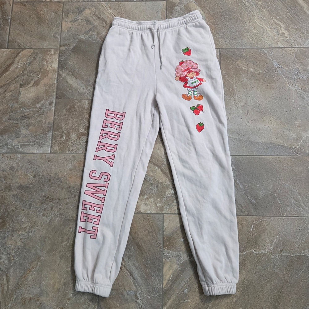 Strawberry Shortcake Berry Sweet Graphic Sweatpants Cream Joggers Small